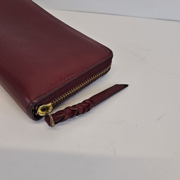 Fossil Zip Around Burgundy Marron Leather Wallet - Picture 6 of 12